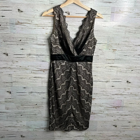 JS collections lace black brown cream size 4 dress - Picture 1 of 9